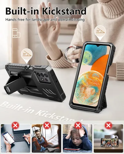 Miniatura 3 de FNTCASE Funda para Samsung Galaxy A23 5G: Carcasa protectora completa de TPU resistente de grado militar a prueba de golpes con función atril