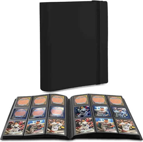 Carpeta de tarjetas coleccionables, soporte para álbum de tarjetas deportivas de 9 bolsillos para tarjetas TCG, MTG, Yugioh, fútbol americano, Negro