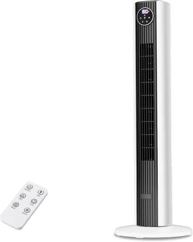 Miniatura 9 de Electactic Ventilador de torre para dormitorio, ventilador de pie de 25 pies/s, ventilador oscilante de 85° con control remoto, 3 velocidades, 4
