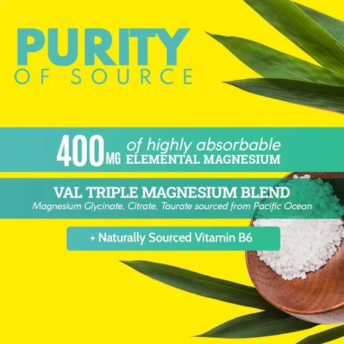 Miniatura 4 de VAL Triple Magnesio Complejo en Polvo – Citrato, Glicinato, Taurato – Bebida relajante antiestrés – Sabor natural de limón – 400 mg de magnesio