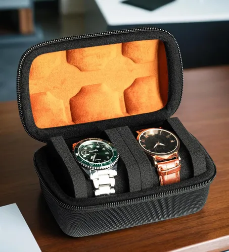 Miniatura 7 de Estuche de viaje duro con 2 ranuras, caja de almacenamiento y caja organizadora para hombres y mujeres con almohada de reloj antimovimiento