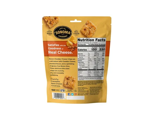Miniatura 2 de Sonoma Creamery - Chips de Queso, Tocino Cheddar, 2.25 Oz (6 Unidades) Alto en Proteínas Bajo en Carbohidratos Sin Gluten Apto para Keto