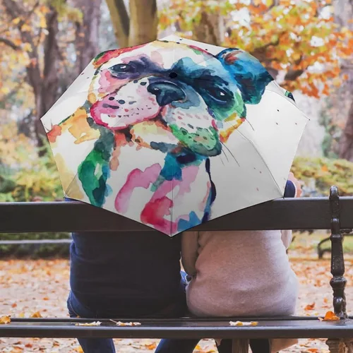 Miniatura 5 de Head Frenchie French Bulldog Original Dog Wildlife Rainbow Funny Puppy Companion 8 varillas, paraguas de viaje, resistente al viento, paraguas