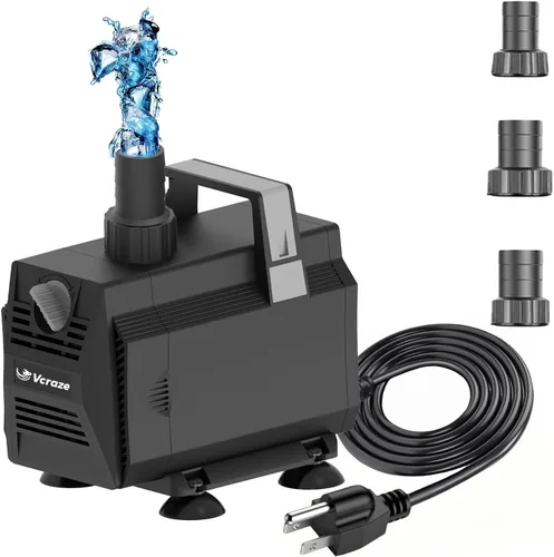Bomba de agua sumergible 1200GPH/70W Bombas de fuente con control de flujo, bomba de estanque sumergible para exteriores con cable de alimentación