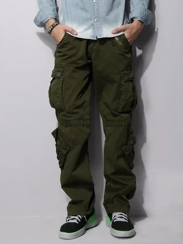 Miniatura 7 de OCHENTA - Pantalón cargo para hombre, estilo militar de combate pantalón casual para el trabajo con 8 bolsillos.