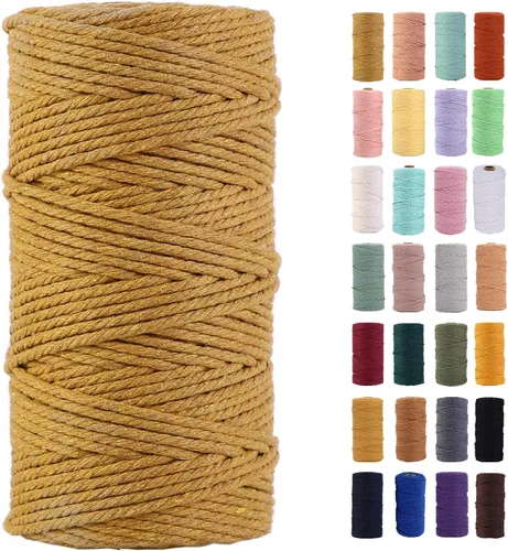 Miniatura 48 de Cordón de macramé gris rosado de 0.118 in x 109 yardas, cuerda de algodón colorido de algodón suave para colgar en la pared, colgar plantas