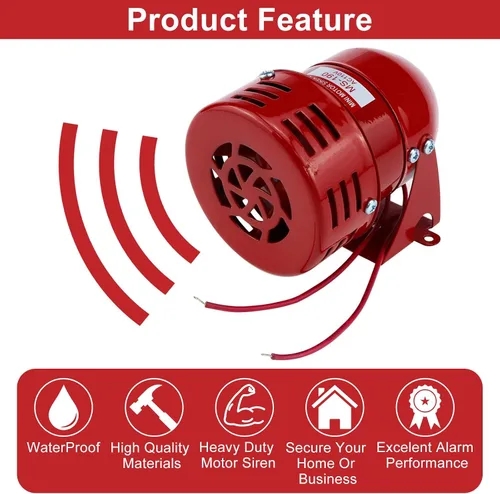 Miniatura 3 de Motor Siren Red - 1 unidad CA 110 V 114 dB, motor eléctrico industrial, sirena accionada por alarma, timbre de sonido para el hogar, industrias
