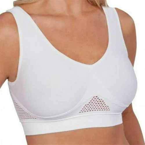 Sujetador deportivo para mujer, cómodo, transpirable, sin costuras, acolchado, soporte completo para yoga, entrenamiento, gimnasio, S-XXXXL, Blanco