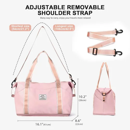 Miniatura 6 de Bolsa de viaje para mujeres y hombres, bolsa de fin de semana, T7-Rosa