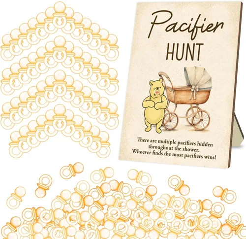 Miniatura 7 de Winnie Baby Shower Games-Winnie Baby ShowerDecoraciones-Pacififer Hunt Baby Shower Juegos-Baby Shower Mini Chupetes para Baby Shower Juego Juego