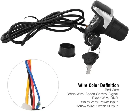 Miniatura 2 de Astibym Acelerador de bicicleta eléctrica, pantalla restante de potencia 36 V Wear1. Acelerador de manillar de bicicleta con cable de 19.7 ft