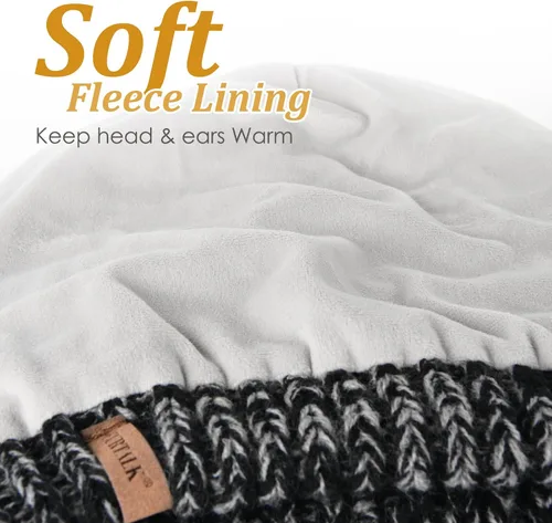 Miniatura 18 de FURTALK Gorros de invierno para mujer, con forro polar, gorro de punto holgado y cálido, gorro de esquí