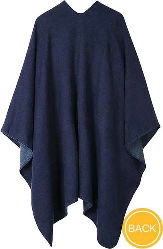 Miniatura 6 de Chal de punto para mujer, a cuadros, con parte delantera abierta, tipo poncho, tipo capa envolvente