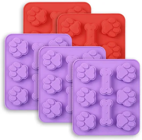 Moldes de silicona 2 en 1 de pata de perro y hueso de cachorro, grado alimenticio, para chocolate, dulces, pudín, gelatina, golosinas para perros. 5