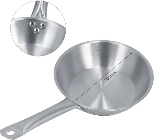 Miniatura 2 de Sartén de acero inoxidable, sartén de una sola manija, utensilios de cocina de inducción, ideal para cocinar en casa y chef profesional