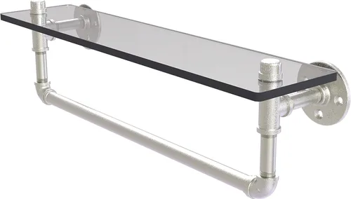 Miniatura 3 de Allied Brass P-410-16-GSTB Pipeline Collection - Estante de cristal para toallas de 16 pulgadas, 16 pulgadas, bronce cepillado
