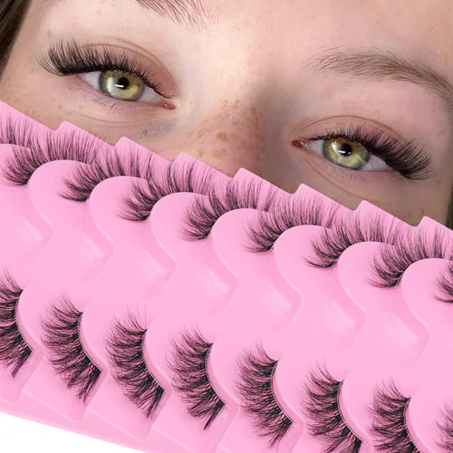 Miniatura 2 de FANXITON - Pestañas postizas de aspecto natural, pestañas de ojo de gato onduladas, banda transparente, 0.551 pulgadas, con aspecto de extensiones