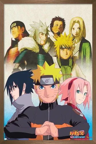 Miniatura 12 de Trends International Naruto Shippuden - Póster de pared de arte clave, 14.725 x 22.375 pulgadas, versión enmarcada de madera de granero