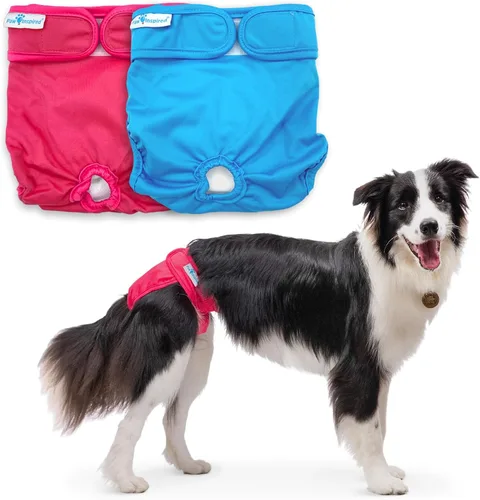 Paw Inspired Pañales lavables y reutilizables para perras, pañales de tela para perros, incontinencia para perros (surtido (forro blanco), L (2