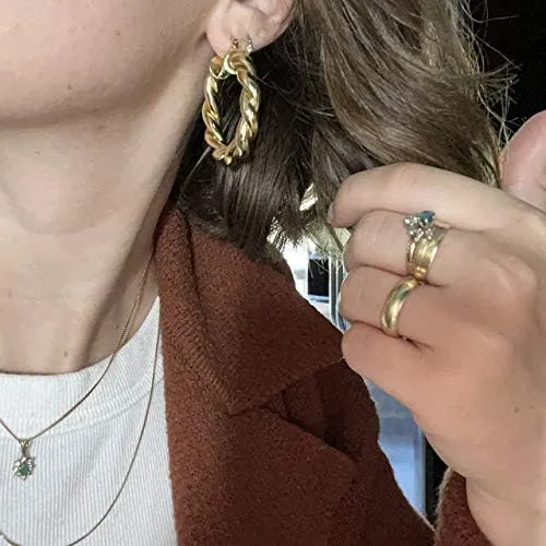 Miniatura 3 de Gold Hoop Earrings for Women Girls,14K Gold Plated Sterling Silver Hoop Earrings, Lightweight and Hypoallergenic Earrings for Gift