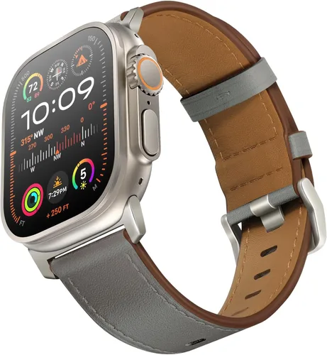 Miniatura 26 de UUPWPOKT - Correa de cuero compatible con Apple Watch Ultra 3/2/1 de 49/46/45/44/42 mm, correa de cuero genuino para iWatch Ultra Series 11 10 9 8 7
