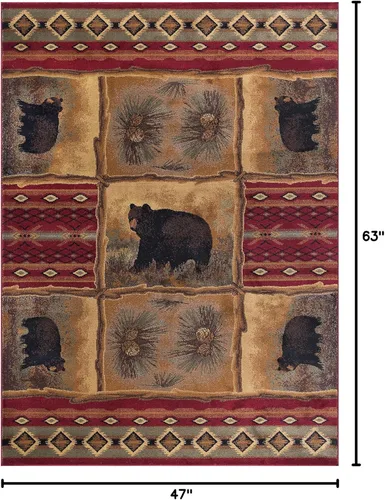 Miniatura 2 de Sierra Bear - Alfombras pequeñas de 4 x 6 pies para dormitorio, sala de estar y comedor, estilo casa de campo, estilo rústico, para interiores