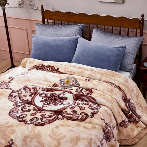 Miniatura 8 de Manta de visón coreano de 55"×75", sedosa, suave y cálida - Manta de cama Raschel reversible de 2 capas para cama individual. (150x200cm-2.5kg).
