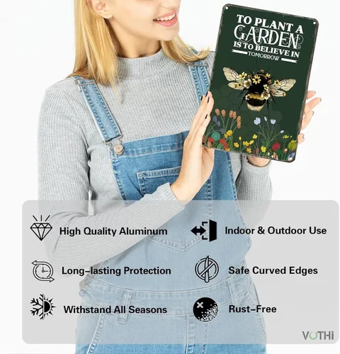 Miniatura 3 de Lindos letreros para plantar un jardín es creer en las abejas; decoración de jardín de abejas para exteriores; letreros de patio y decoración al