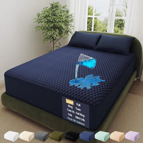 Miniatura 22 de OhGeni - Protector de colchón 100% impermeable tamaño Queen, almohadilla suave para colchón, resistente al pelo de mascotas y a la enuresis 1- Blanco