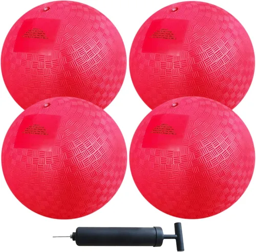 Miniatura 7 de AppleRound Bolas de juego Dodgeball de 8.5 pulgadas, paquete de 4 bolas con 1 bomba, tamaño oficial para Dodge Ball, balonmano, campamentos y Verde