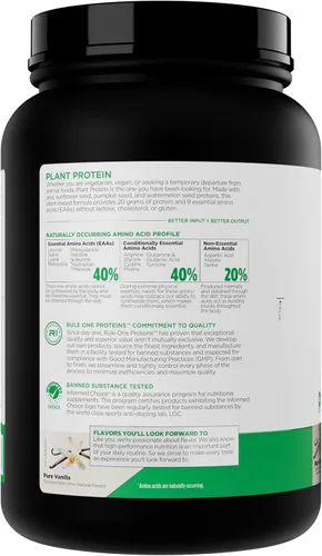 Miniatura 3 de Rule 1 Proteins Proteína vegetal - Proteína en polvo vegana, sin gluten, sin lácteos y sin soja con 0.71 onzas de proteína por porción