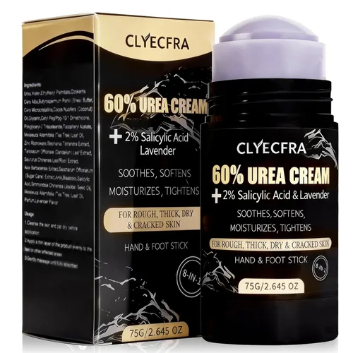 Bálsamo de urea 60% 8 en 1 con 2% de ácido salicílico y lavanda, palo de manos y pies, crema de urea 60 por ciento para pies, máxima resistencia
