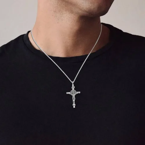 Miniatura 458 de Collar de plata de ley 925 con medalla de San Patrón, colgante de protección católica, amuleto, joyería religiosa para hombres y mujeres