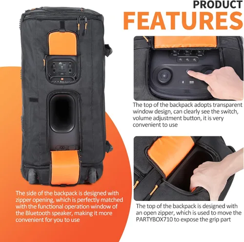 Miniatura 3 de Bolsa de viaje de repuesto para JBL Party Box Series, mochila portátil para altavoz JBL (para partybox 710)