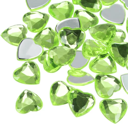 Miniatura 42 de MECCANIXITY 20 piezas de diamantes de imitación acrílicos de corazón de 0.787 pulgadas (0.787 in) con parte trasera plana, gemas de plástico