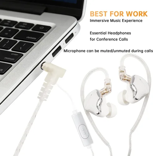 Miniatura 6 de Auriculares con cable Jack de 0.138 in en la oreja, auriculares HiFi de doble imán, auriculares IEM de alta resolución de alta sensibilidad