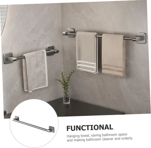 Miniatura 7 de Toallero autoadhesivo para toallas de baño sin perforaciones, organizador de barra de toallas de baño resistente para toallas y zapatillas