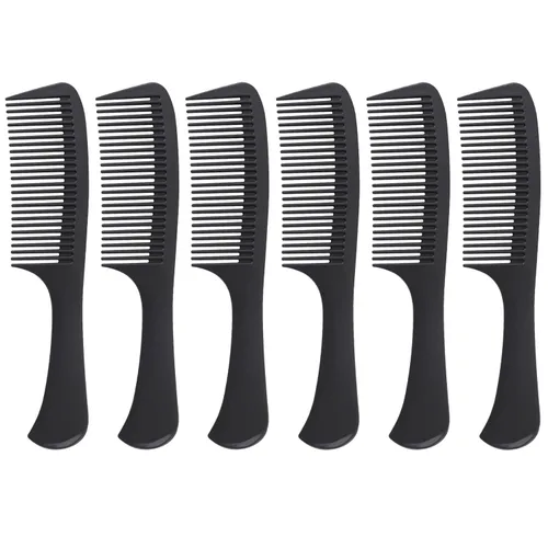 Miniatura 9 de Peine desenredante grande con mango profesional, fibra de carbono, corte, peluquería, peinado, diente redondo, peluquería, peluquería, peine