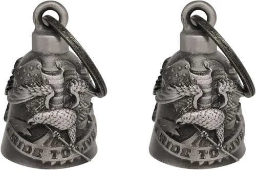 Miniatura 7 de 【Paquete de 2】 Campanas de motocicleta para motociclista Guardián de montar campanas con colgador, accesorio de motocicleta o llavero para buena