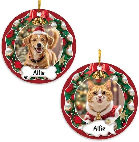 Miniatura 6 de Adornos personalizados para árbol de Navidad con nombre de foto, adorno personalizado para mascotas, adornos de primera Navidad para perros, regalos