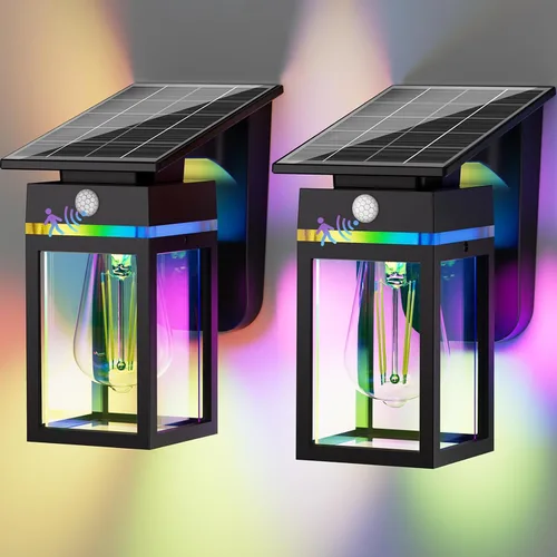 Miniatura 10 de Luces Solares de Porch al Aire Libre, del Anochecer al Amanecer y Luz de Pared con Sensor de Movimiento con Forma de Linterna, 3 Modos IP65