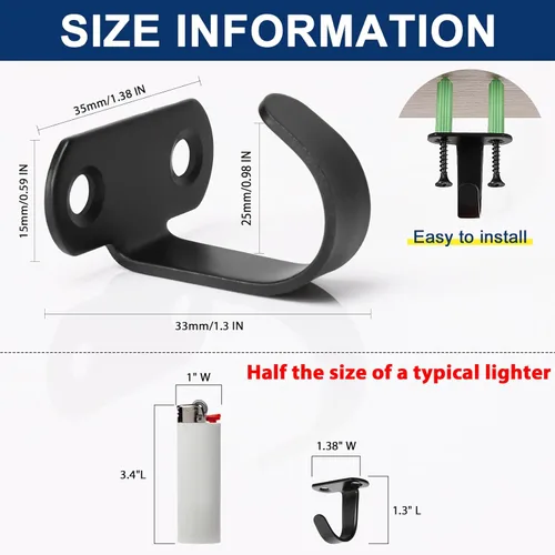 Miniatura 2 de NearMoon Ganchos de techo de acero inoxidable montados a tornillo, gancho para ropa debajo del estante para toalla/bata, colgador de ropa resistente