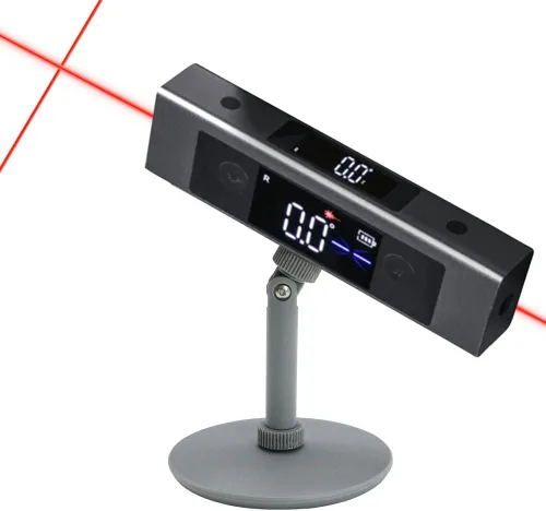 Inclinómetro digital de transportador, regla L de medición de ángulo, con marca de luz roja bidireccional, buscador de ángulo de pantalla doble,