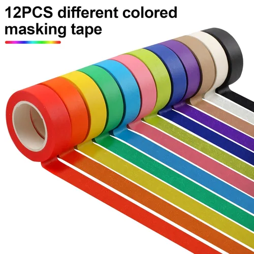 Miniatura 3 de Guirnd 12 piezas de cinta adhesiva de colores, suministros de arte para niños, cinta adhesiva para manualidades DIY, rollos de cinta adhesiva de 1.0