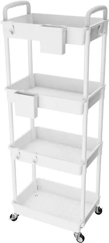 Miniatura 27 de Carrito rodante de 3 niveles con cajón, carrito de servicio REBECAT hecho de organizador de almacenamiento multifuncional para cocina, baño, sala