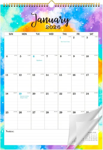 Calendario de pared 2026-2027, calendario de pared colgante grande de 18 meses 2026-2027, enero 2026 a junio de 2027, calendario grande 2026 de 12 x