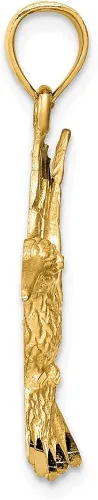 Miniatura 2 de Colgante de colibrí de oro amarillo macizo de 14 quilates, corte de diamante, 1.142in x 0.669in