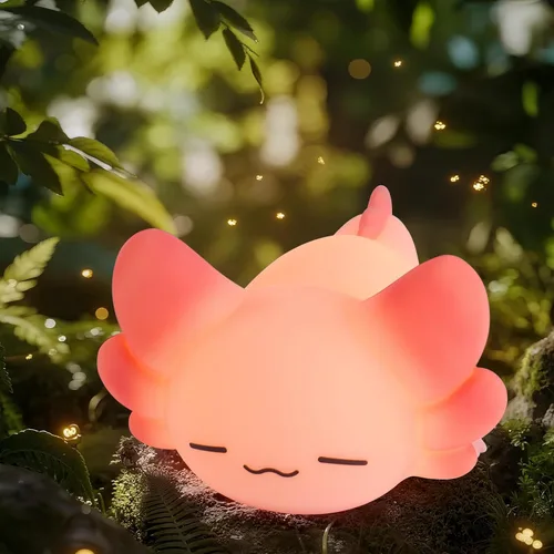 LOVERUIS Regalo de Axolotl, Luz Nocturna Apretujable y Colorida para Niñas, con Temporizador, Lindas Decoraciones para Lámpara de Dormitorio