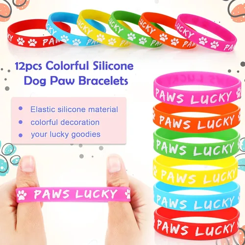 Miniatura 3 de Chivao Juego de 85 piezas de recuerdos de fiesta de pata de perro con pulsera de silicona con estampado de pata, llavero, cadena colgante, bolsa