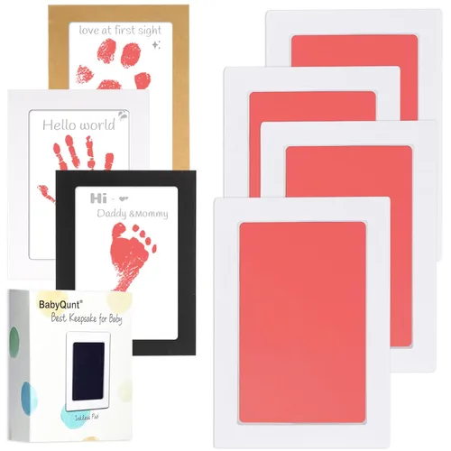 Miniatura 17 de Kit de manos y huellas de bebé sin tinta, kit de almohadilla de tinta de tacto limpio, sello de pie de mano para bebé, paquete de 4 almohadillas